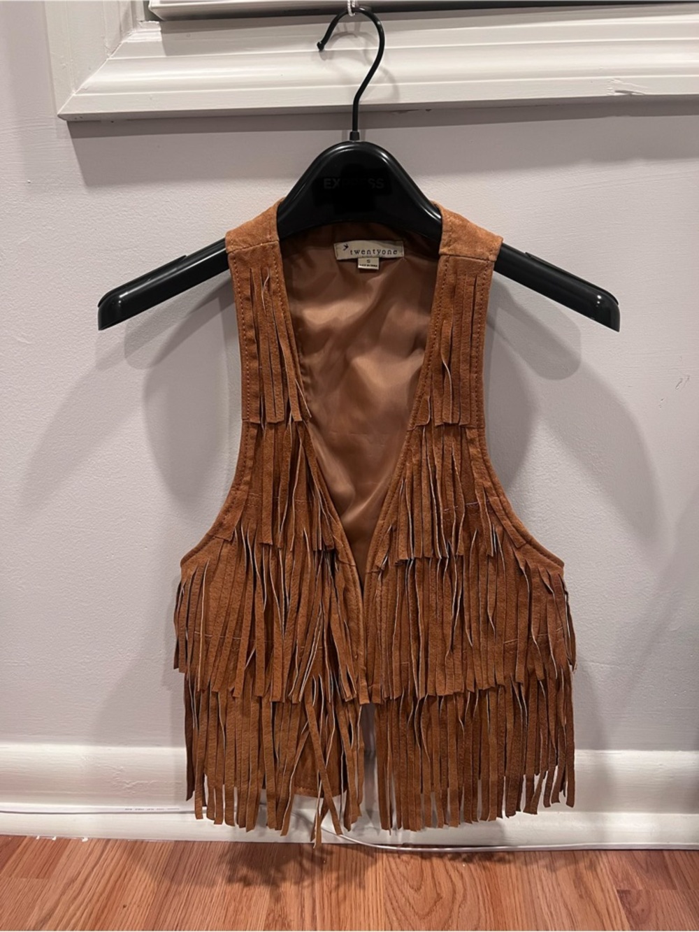 Vintage Forever 21 Brown 100% Leather Fringe Vest